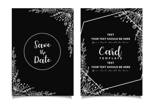 Black and white wedding card background with flower