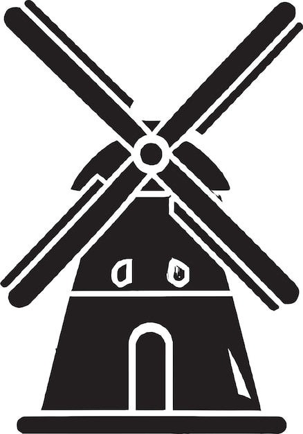 A black and white windmill with a white face and a big nose.