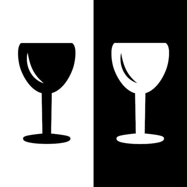 black and white wine glass icon vector template logo trendy collection flat design