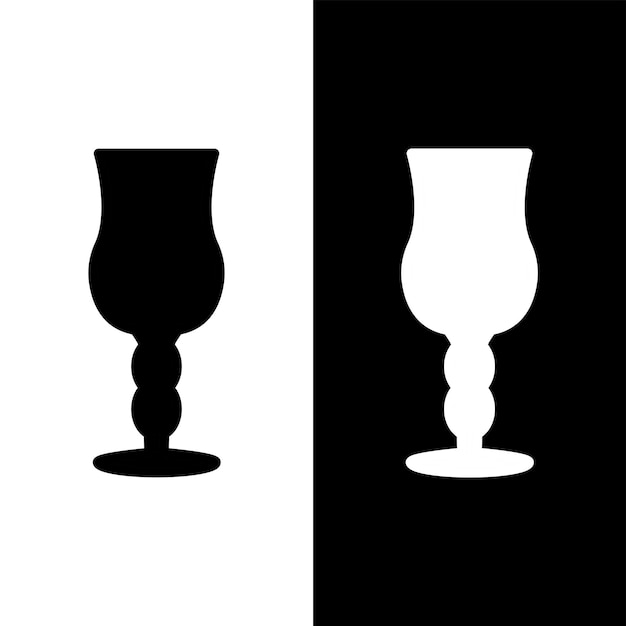 черно-белый бокал для вина значок векторного шаблона логотипа модная коллекция плоский дизайн