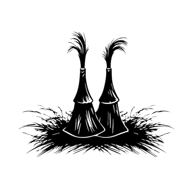 A black and white of a witches hats Vector