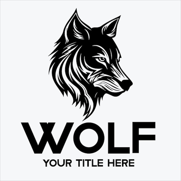 Black and white wolf head logo