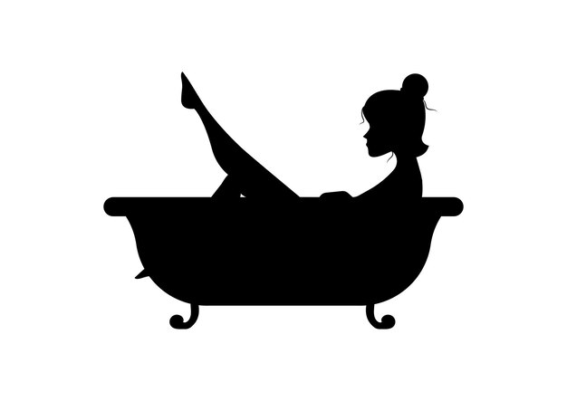 Black and white woman relaxing in a bathtub