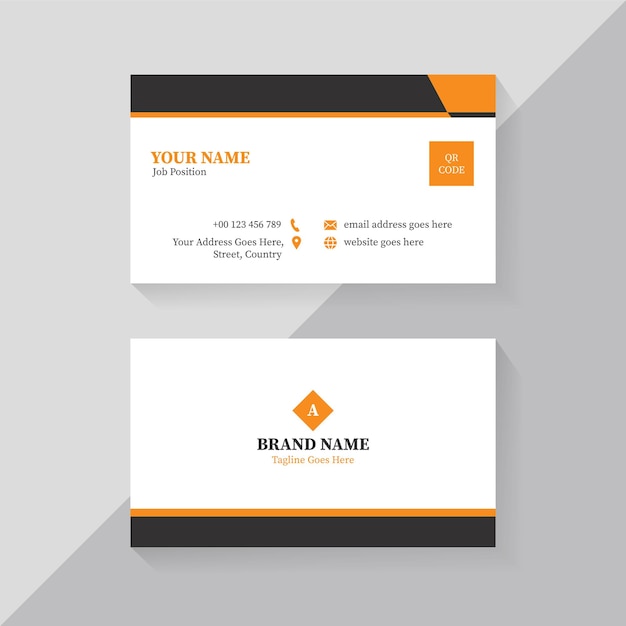 Black, White, and Yellow Unique Business Card Design Template