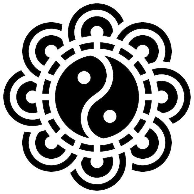 Vettore un simbolo yin yin bianco e nero con uno sfondo bianco