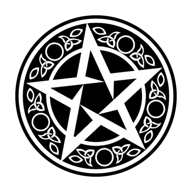 Vettore ornamento circolare wicca nero