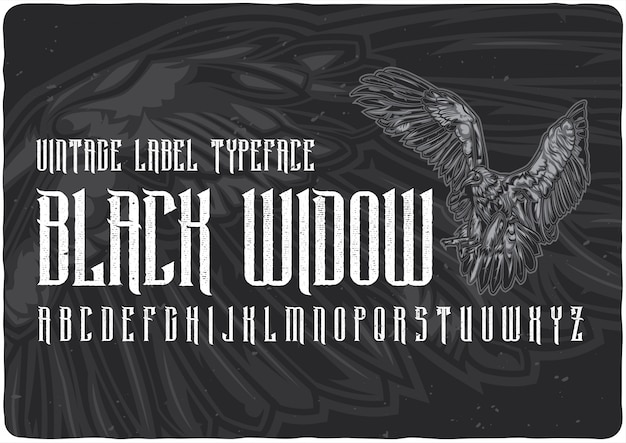 Carattere tipografico etichetta black widow