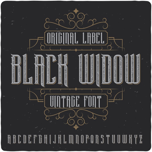 Carattere tipografico etichetta black widow