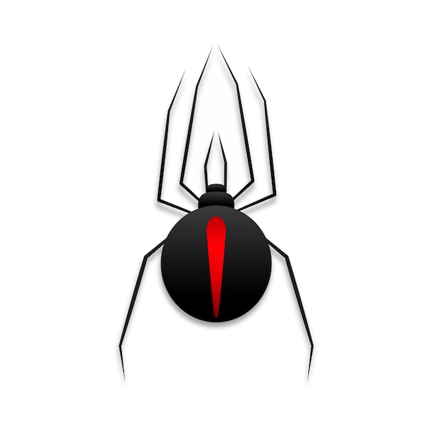 Vector black widow spider with red marking flat vector icon for apps and websites