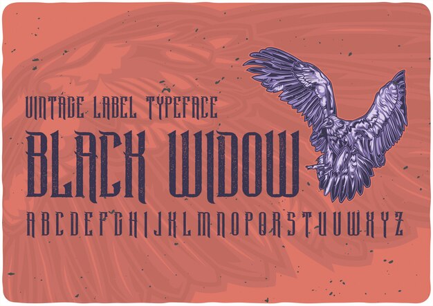 Vector black widow vintage label font