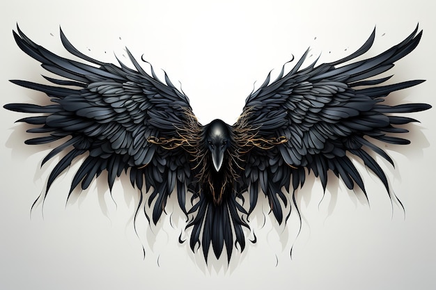 Premium Vector | Black wings of bird on white background