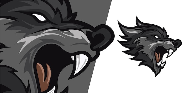 Black Wolf Mascot Logo Empower Your Sport and Esport Team with a Modern Illustration and Badge