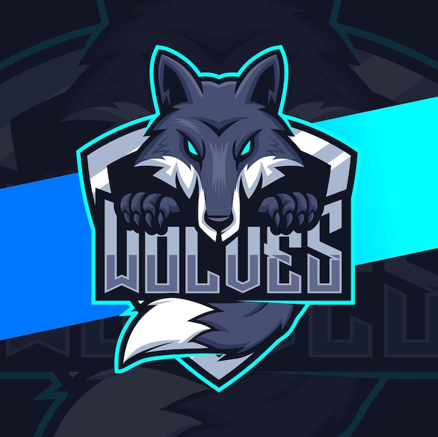 Vector black wolves mascot character for gaming and esport logo design