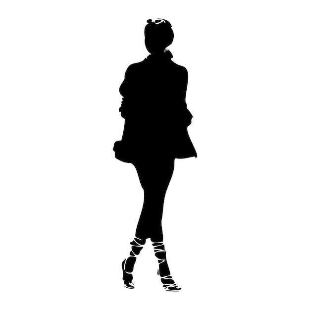 Black woman african american silhouette fashion stylist walking vector