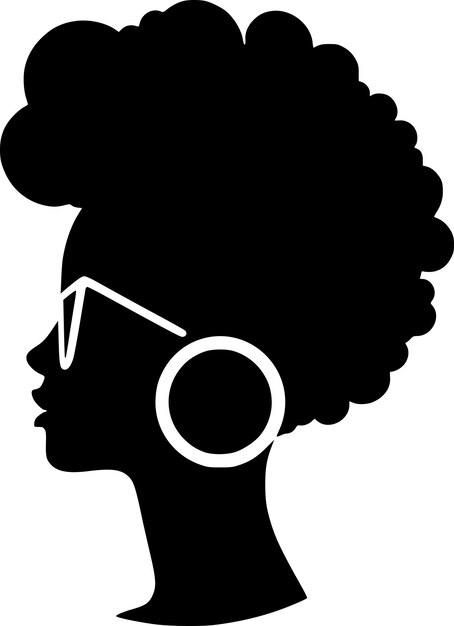 Black Woman Black and White Vector illustration