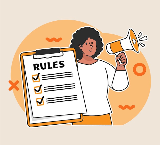 Vector a black woman holds a rules board