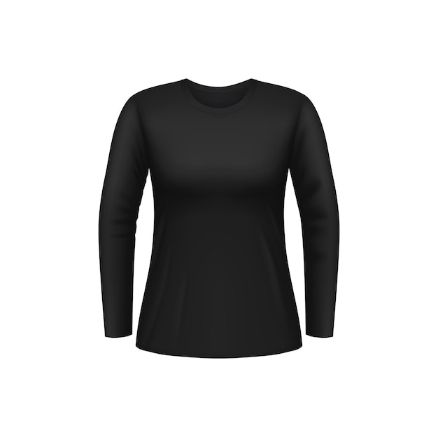 Vector black woman longsleeve shirt 3d vector mockup