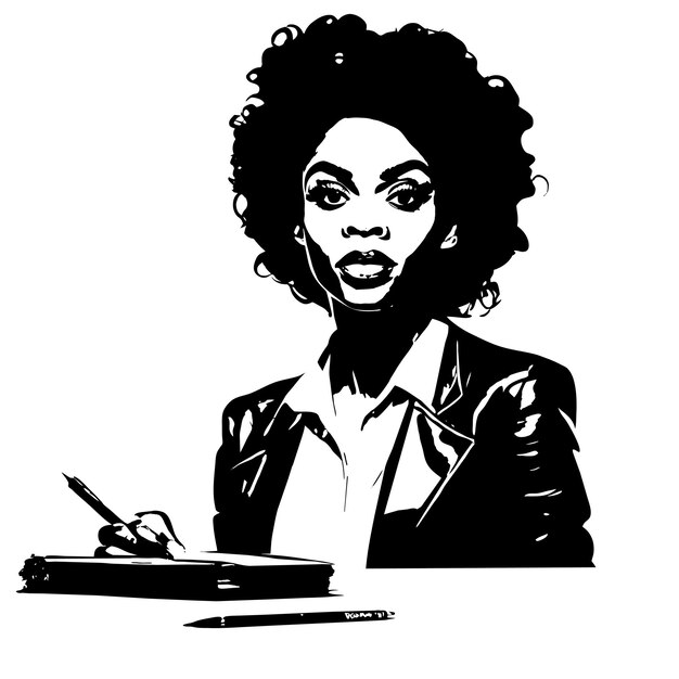 Black woman painting hand drawn flat stylish cartoon sticker icon concept isolated illustration