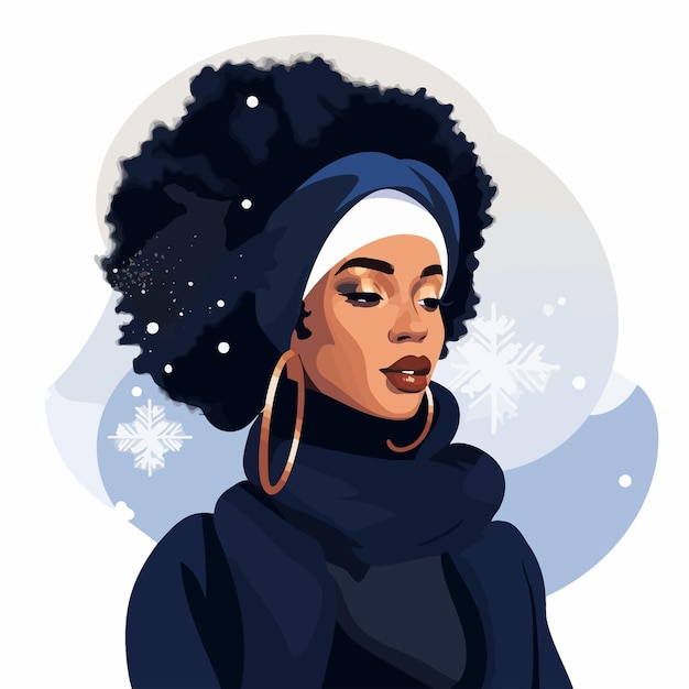 Vector black woman portrait vector illustration