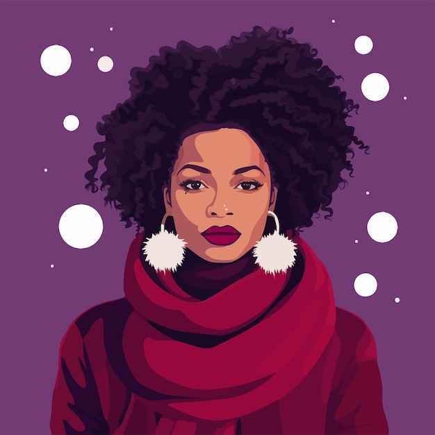 Вектор Векторная иллюстрация портрета чернокожей женщины
