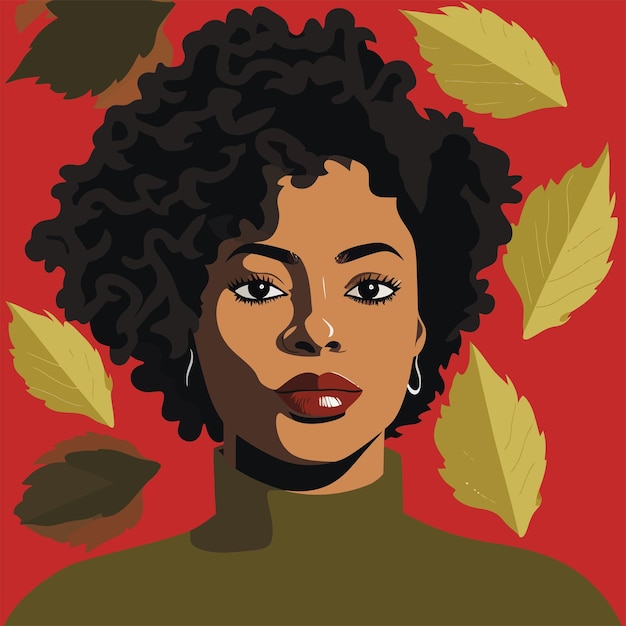 black woman portrait vector illustration