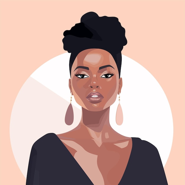 Vector black woman portrait vector illustration