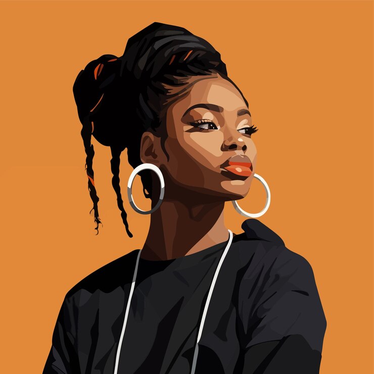 Vector black woman portrait vector illustration