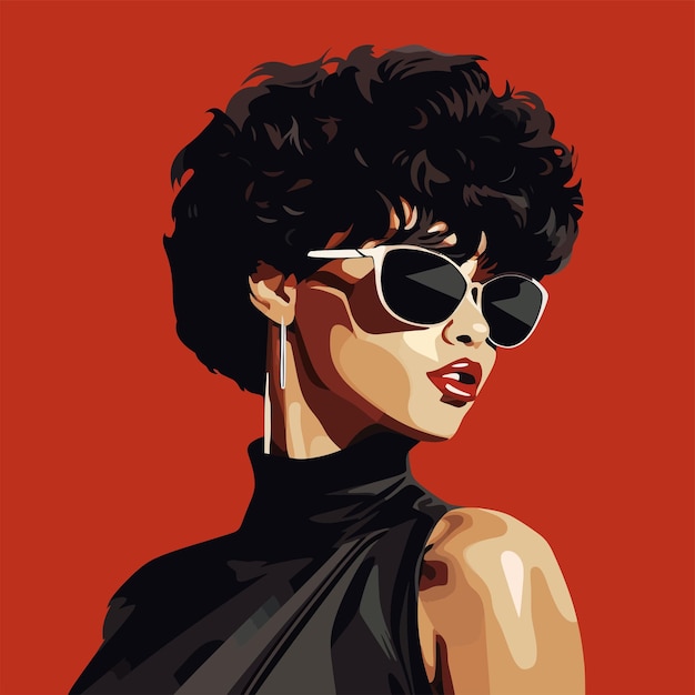 Vector black woman portrait vector illustration