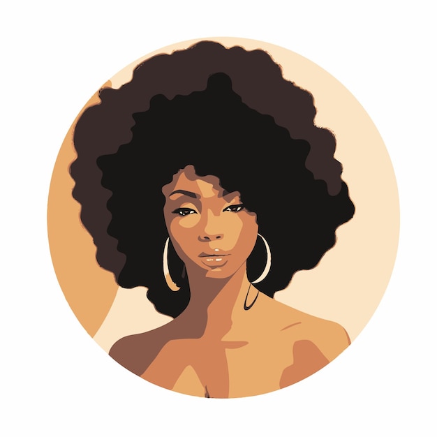 Vector black woman portrait vector illustration