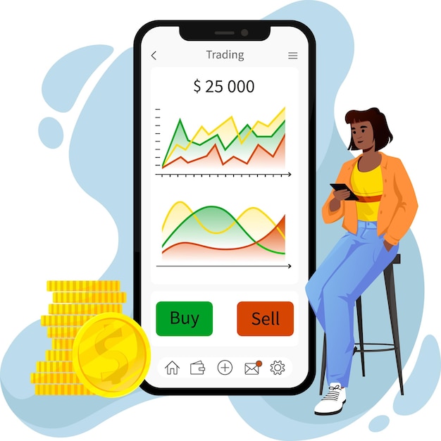 Vector black woman trader illustration