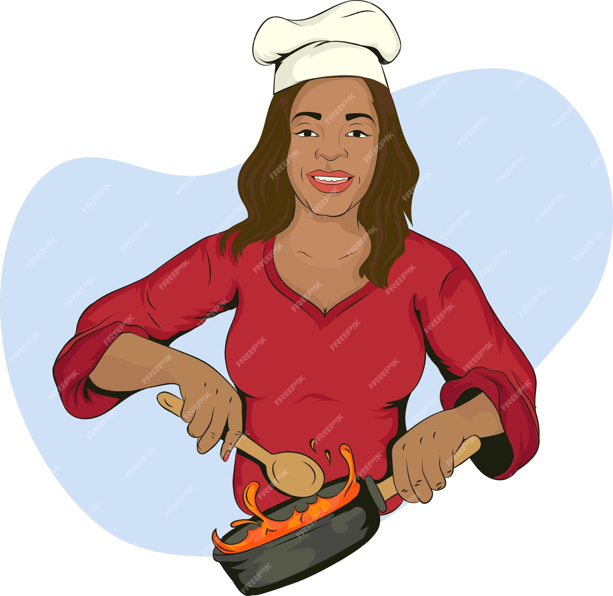 black woman cooking clipart