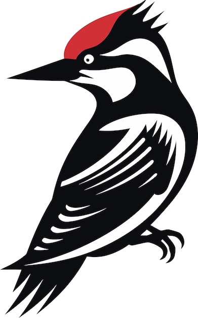ブラック・ウッドペッカー・バード・ロゴデザイン ヴィンテージ・ウッドペッカー・バード・ロゴデザイン ブラック・ヴィンテージ