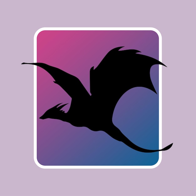 Black wyvern as sticker for design websites, applications, clothes, logotype, icon or sign.