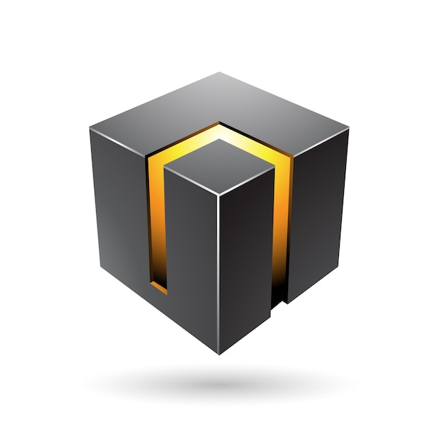 Vector black and yellow 3d bold cube