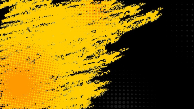 Black and yellow abstract grunge background with halftone style