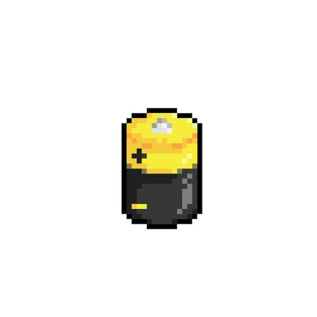 черно-желтая батарея в стиле пиксель-арт
