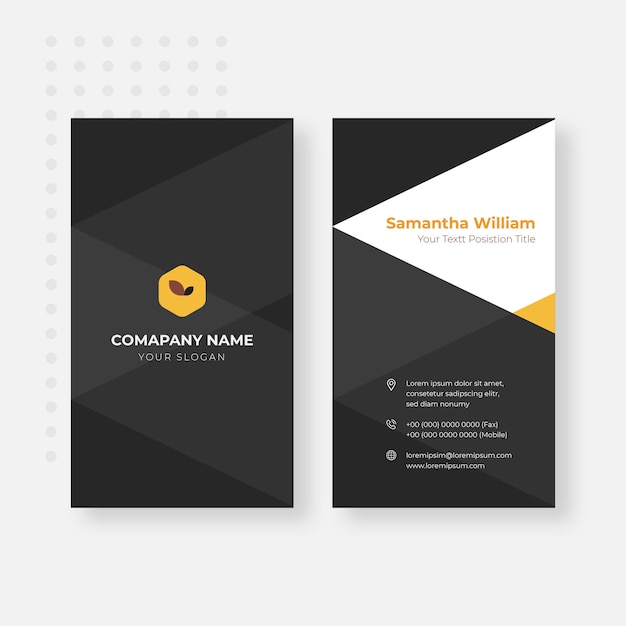 Black yellow business card design template