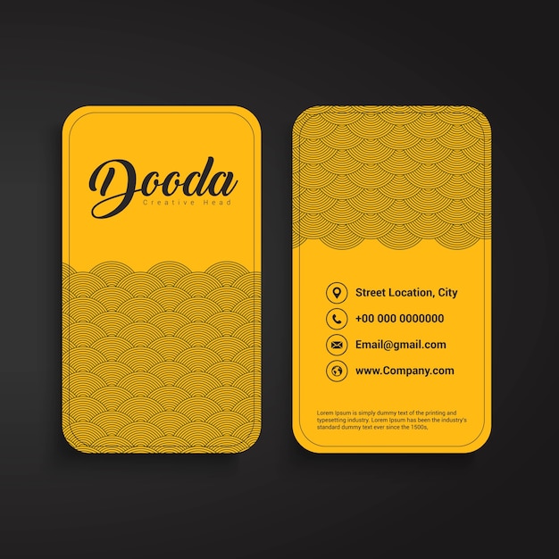 Black and yellow business card with pattern