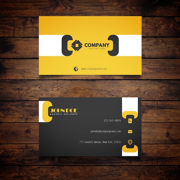 Vector black and yellow business card