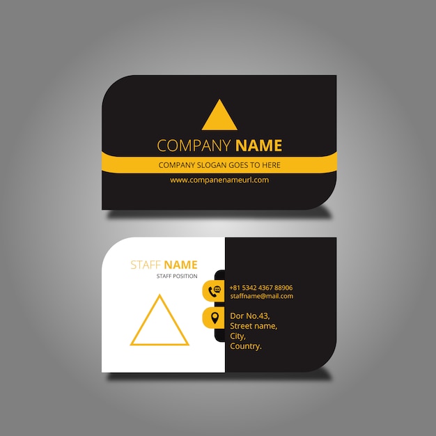 black and yellow business card