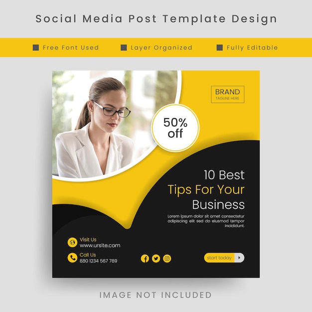 Black and yellow business marketing agency social media post template