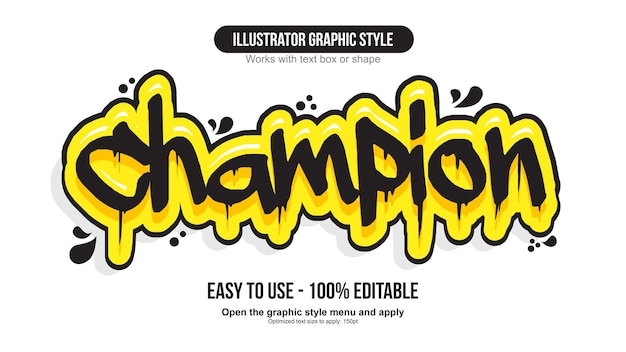 Vector black and yellow dripping marker graffiti text effect