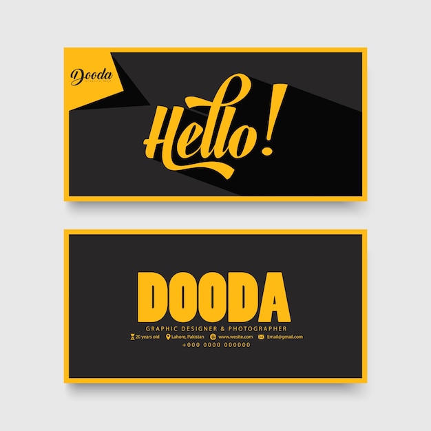 Vector black and yellow hello business card