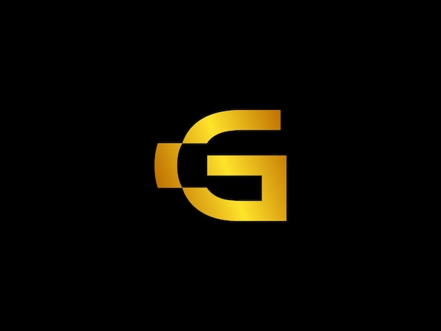 「g」の文字が付いた黒と黄色のロゴ