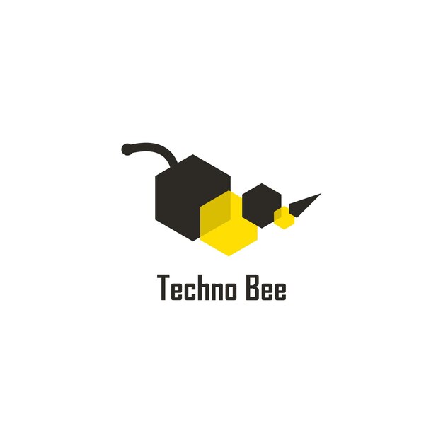 Vettore logo dell'ape tecnologia moderna giallo nero