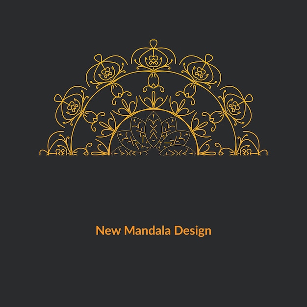 새로운 만다라 디자인을 위한 검은색과 노란색 포스터