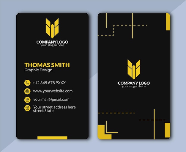 black and yellow professional business card template