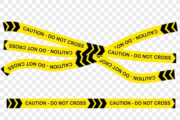 Black and yellow ribbon police line caution do not cross due the corid19 pandemic