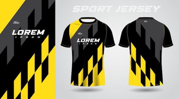 Maglia nera e gialla con design in jersey sportivo