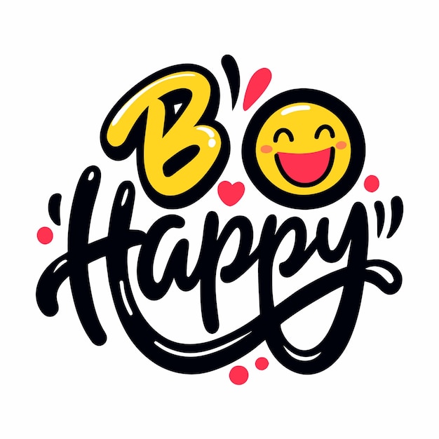 'B Happy'라는 검은색과 노란색 표지판